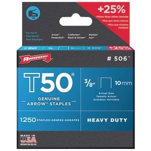 Arrow 50624 T50 Staples, 1,250 pk (3/8")