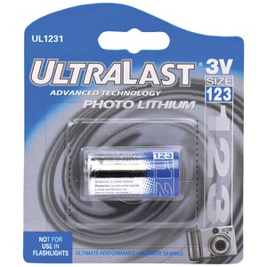 Ultralast UL1231 UL1231 3-Volt CR123A Lithium Photo Bat...