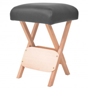 Folding Massage Stool Black PVC and solid wood Portable...