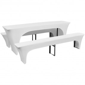 Imag:Table Cover Set of 3 White Polyester 90%, Elastane 10%