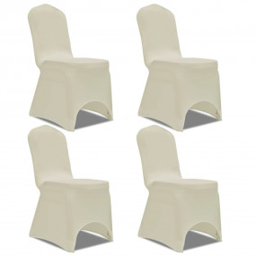 Chair Cover Set of 4 Cream Polyester, Spandex Universal