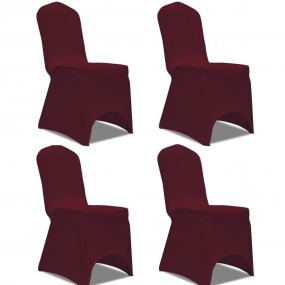 Chair Cover Set of 4 Burgundy Polyester 90%, Elastane 1...