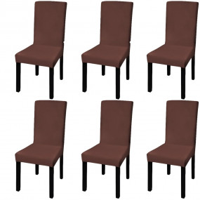Chair Cover Set of 6 Brown Polyester: 90%, Spandex: 10%...