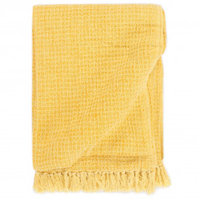 Throw Mustard Yellow 100% Cotton 86.6 x 98.4 in Throw B...