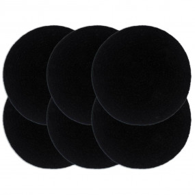 Placemat Set of 6 Plain Black 100% Cotton 15 in diamete...