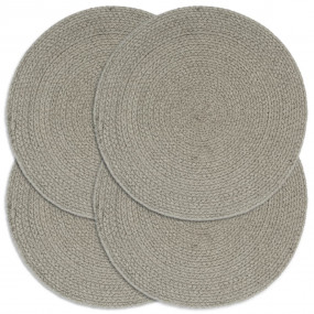 Placemat Set of 4 Plain Grey 100% Cotton 15 in diameter