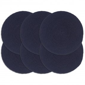 Placemat Set of 6 Navy Blue 100% Cotton 15 in diameter ...