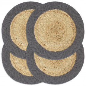 Placemat Set of 4 Natural and anthracite 70% Jute, 30% ...
