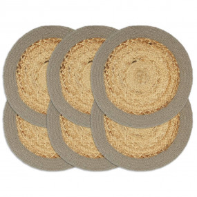 Placemat Set of 6 Natural and grey 70% jute and 30% cot...