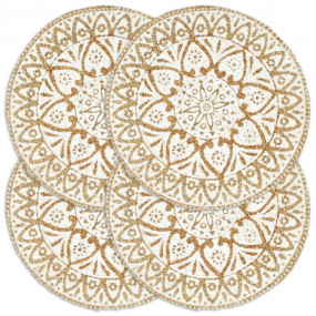 Placemat Set of 4 White Jute 15 in diameter Non-slip Pl...