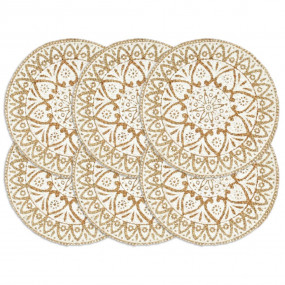 Placemat Set of 6 White Jute 15 in diameter Non-slip Pl...