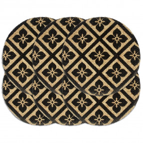 Placemat Set of 6 Black Jute 15 in diameter Non-slip Pl...