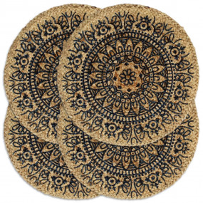 Placemat Set of 4 Dark Blue Jute 15 in diameter Placema...