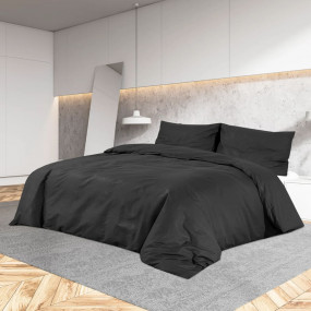 Duvet Cover Set Black 100% Cotton 79 x 79 in Duvet Cove...