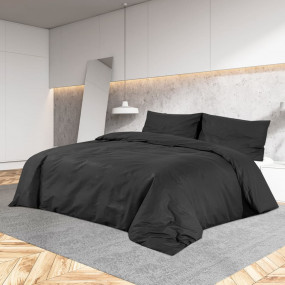Duvet Cover Set Black 100% Cotton Standard US double