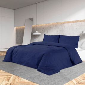 Duvet Cover Set Navy Blue 100% Cotton 78.7 x 78.7 in Du...