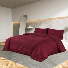 Duvet Cover Set Bordeaux 100% Cotton 79x87 in Lightweig...