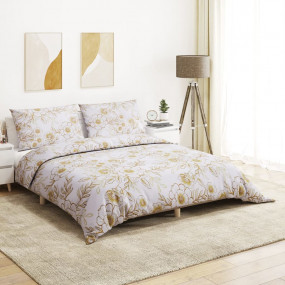 Duvet Cover Set Set of 2 White and Brown 100% Cotton 79...