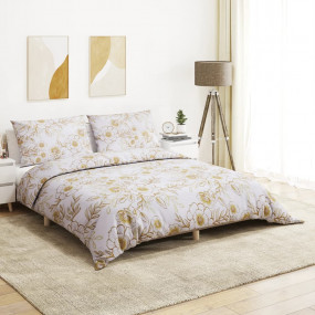 Duvet Cover Set Set of 2 White and brown 100% Cotton