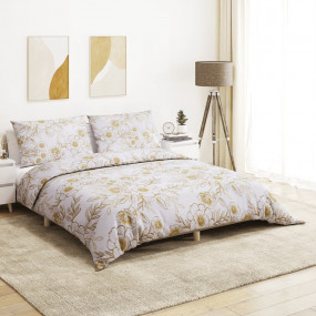Duvet Cover Set White and brown Cotton 53.1x78.7 in