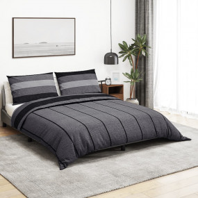 Duvet Cover Set Dark Gray 100% Cotton Durable Duvet Cov...
