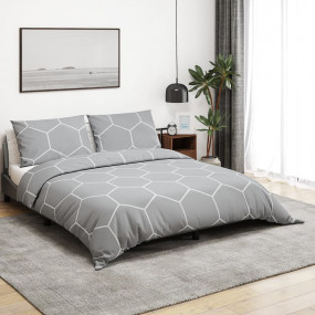 Duvet Cover Set Set of 2 Grey 100% Cotton 102.4x94.5 in