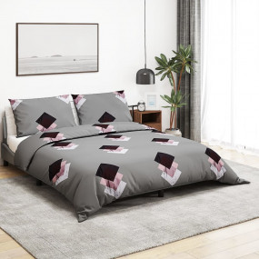 Duvet Cover Set Set of 2 Gray 100% Cotton 78.7x86.6 in
