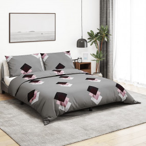 Duvet Cover Set Grey 100% Cotton Twin Lightweight