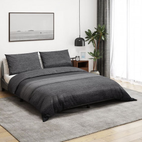 Duvet Cover Set Set of 2 Dark Grey 100% Cotton 79x79 in...