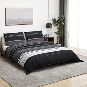 Duvet Cover Set Black and White 100% Cotton 55x79 in Li...