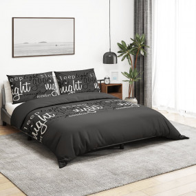 Duvet Cover Set Set of 2 Black 100% Cotton 200 x 86.6 i...