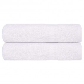 Hand Towel Set of 2 White 100% Cotton 19.7 x 39.4 in, 3...