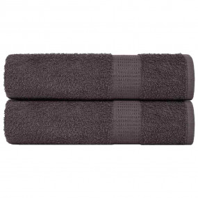 Bath Towel Set of 2 Anthracite 100% Cotton 39.4 x 59.1 ...