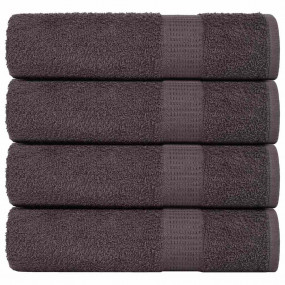 Bath Towel Set of 4 Anthracite 100% Cotton 39.4 x 59.1 ...