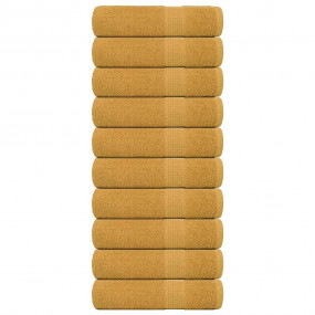 Shower Towel Set of 10 Gold 100% Cotton 27.6 x 55.1 in