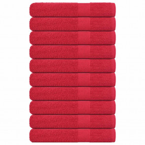 Towel Set of 10 Red 100% cotton 39.4 x 78.7 in Bath Tow...