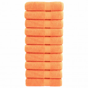 Bath Towel Set of 10 Orange 100% Cotton Large Durable