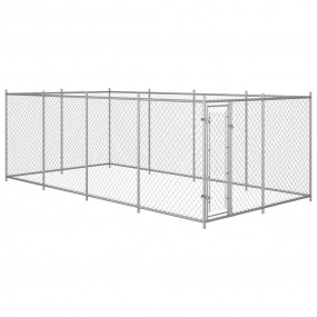 Dog Kennel Silver Galvanized Steel Large Dog Kennel Rec...