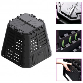 Compost Bin Black Plastic Large Durable Compost Bin Squ...