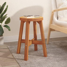 Stool Brown Solid Acacia wood Medium Durable Stool Roun...