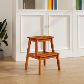 2 Step Stool Natural Wood Solid Acacia Wood Small Durab...