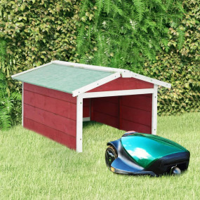 Lawn Mower Garage Red and White Solid Firwood, Plywood ...