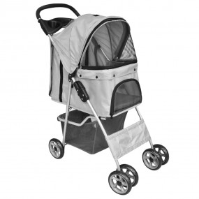 Pet Stroller Grey PVC & polyester fiber Medium Foldable
