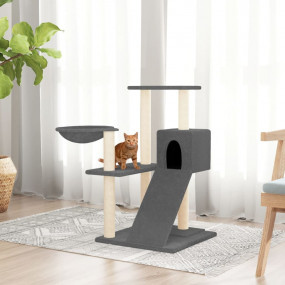 Cat Tree Dark grey Engineered wood, plush, sisal 32.3 i...