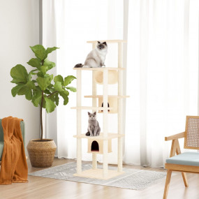 Cat Tree Cream Engineered wood, plush, sisal Large Dura...