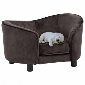 Dog Sofa Brown Plush 27.2 x 19.3 x 15.7 in Removable Co...