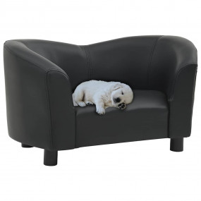 Dog Sofa Black Faux leather, solid fir wood, foam 26.4x...