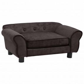 Dog Sofa Brown Plush, Fir Wood, Foam 28.3 x 17.7 x 11.8...