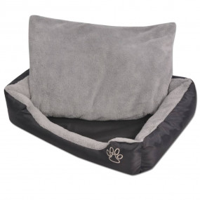Dog Bed Black and Grey PU-coated oxford fabric and faux...