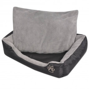 Dog Bed Black and Grey PU-coated oxford fabric and faux...
